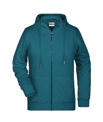 James & Nicholson Damen Hoody Sweatjacke - Leicht taillierte Jacke aus French Terry in Bio-Qualität | Farbe: petrol-melange | Grösse: M von James & Nicholson