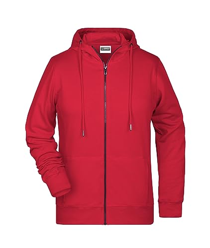 James & Nicholson Damen Hoody Sweatjacke - Leicht taillierte Jacke aus French Terry in Bio-Qualität | Farbe: red | Grösse: 3XL von James & Nicholson