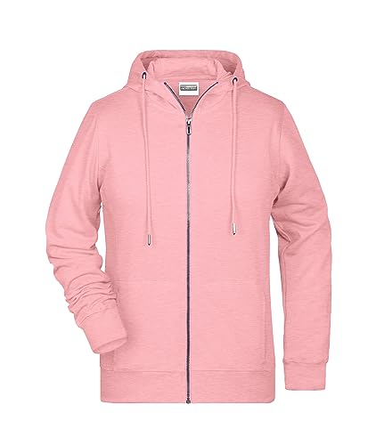 James & Nicholson Damen Hoody Sweatjacke - Leicht taillierte Jacke aus French Terry in Bio-Qualität | Farbe: rose-melange | Grösse: 3XL von James & Nicholson