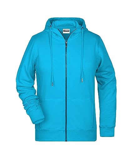 James & Nicholson Damen Hoody Sweatjacke - Leicht taillierte Jacke aus French Terry in Bio-Qualität | Farbe: turquoise | Grösse: S von James & Nicholson