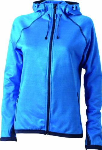 James & Nicholson Damen Jacke Fleecejacke Ladies' Hooded blau (aqua/navy) Large von James & Nicholson