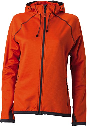 James & Nicholson Damen Jacke Fleecejacke Ladies' Hooded orange (dark-orange/carbon) Large von James & Nicholson