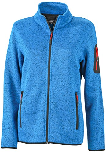 James & Nicholson Damen Jacke Jacke Knitted Fleece Jacket blau (Royal-Melange/Red) Large von James & Nicholson