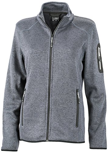 James & Nicholson Damen Jacke Jacke Knitted Fleece Jacket grau (Dark-Grey-Melange/Silver) Large von James & Nicholson