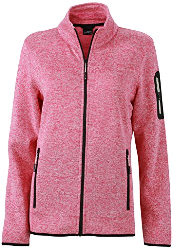 James & Nicholson Damen Jacke Jacke Knitted Fleece Jacket rosa (Pink-Melange/Off-White) Large von James & Nicholson