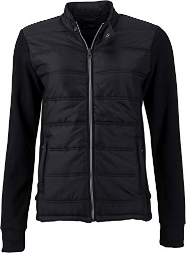 James & Nicholson Damen Ladies' Hybrid Sweat Jacket Jacke, Schwarz (Black), 42 (Herstellergröße: XXL) von James & Nicholson