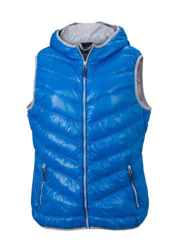 James & Nicholson Damen Jacke Weste Ladies' Vest blau (blue/silver) Medium von James & Nicholson