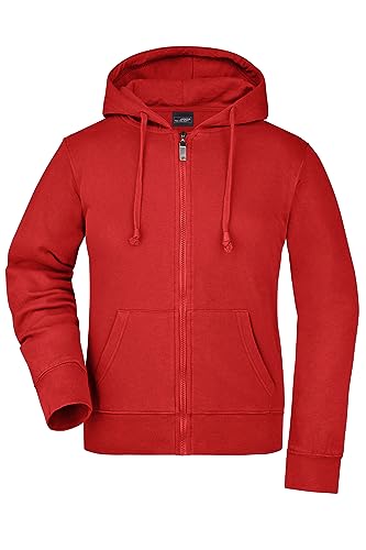 James & Nicholson Damen Kapuzen-Sweatjacke - Hochwertige Kapuzenjacke aus formbeständiger Sweatware | Farbe: red | Grösse: L von James & Nicholson