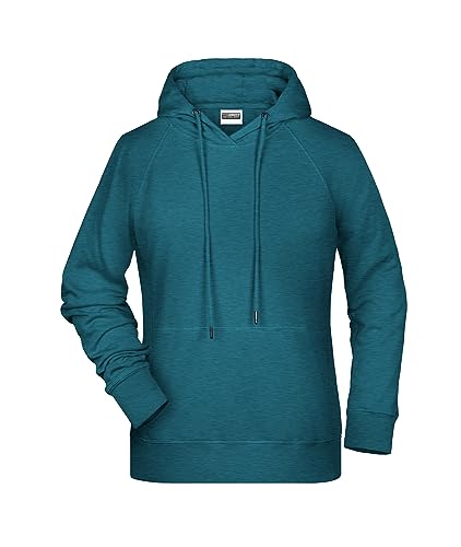 James & Nicholson Damen Kapuzensweat - Hochwertiger Hoody aus Bio-Baumwolle mit tailliertem Schnitt | Farbe: Petrol-Melange | Grösse: L von James & Nicholson