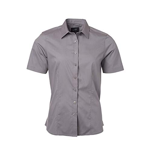 James & Nicholson - Damen Klassisches Shirt aus pflegeleichtem Mischgewebe (XXL, Steel) von James & Nicholson