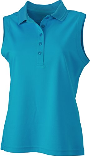 James & Nicholson Damen Ladies´Active Polo Sleeveless Poloshirt, Blau (Turquoise), 38 (Herstellergröße: L) von James & Nicholson