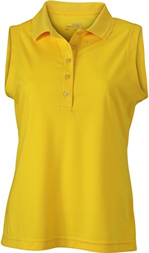James & Nicholson Damen Ladies´Active Polo Sleeveless Poloshirt, Gelb (Sun-Yellow), 38 (Herstellergröße: L) von James & Nicholson