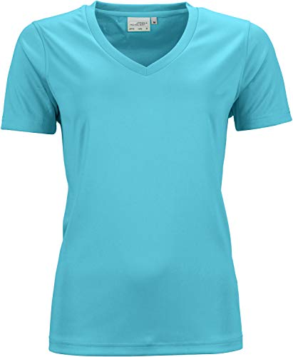 James & Nicholson Damen Ladies' Active-V T-Shirt, Blau (Pacific), 34 (Herstellergröße: S) von James & Nicholson