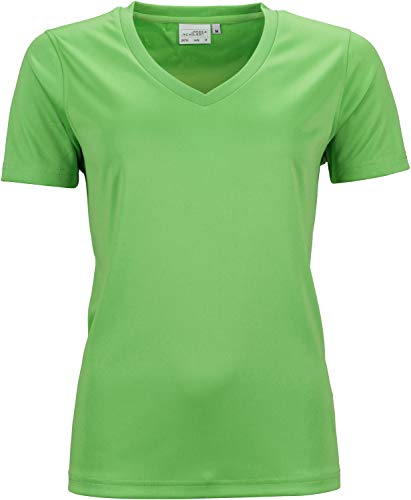 James & Nicholson Damen Ladies' Active-V T-Shirt, Grün (Lime-Green), 38 (Herstellergröße: L) von James & Nicholson