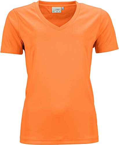 James & Nicholson Damen Ladies' Active-V T-Shirt, Orange (Orange), 34 (Herstellergröße: S) von James & Nicholson