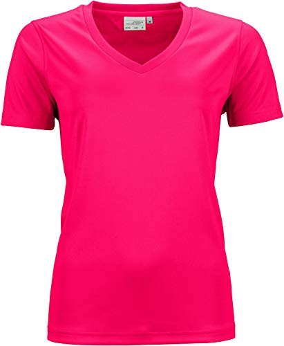 James & Nicholson Damen Ladies' Active-V T-Shirt, Rosa (Pink), 34 (Herstellergröße: S) von James & Nicholson