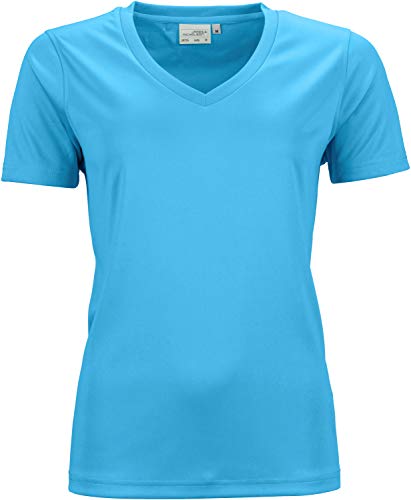 James & Nicholson Damen Ladies' Active-V T-Shirt, Türkis (Turquoise), 34 (Herstellergröße: S) von James & Nicholson