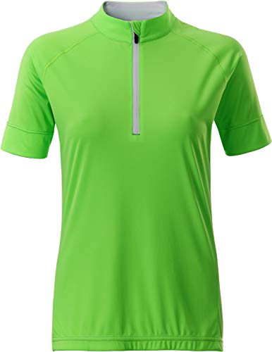 James & Nicholson Damen Ladies' Bike-T Half Zip T-Shirt, Grün (Bright-Green/White), XX-Large von James & Nicholson