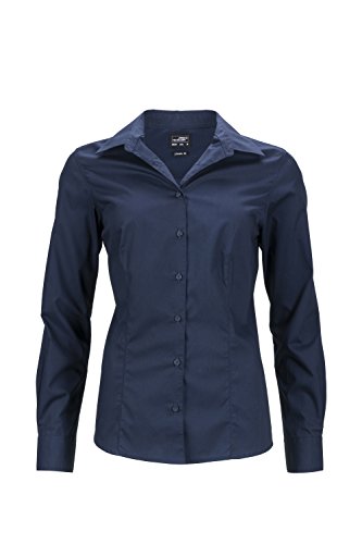 James & Nicholson Damen Ladies' Business Shirt Longsleeve Bluse, Blau (Navy), 36 (Herstellergröße: M) von James & Nicholson