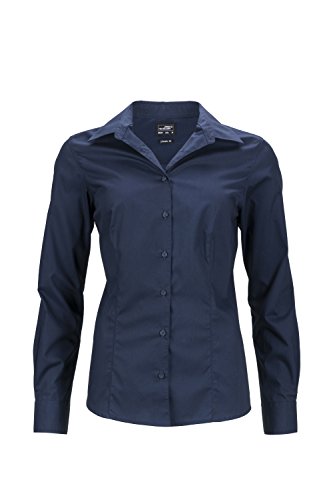 James & Nicholson Damen Ladies' Business Shirt Longsleeve Bluse, Blau (Navy), 42 (Herstellergröße: XXL) von James & Nicholson