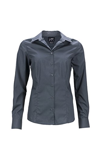 James & Nicholson Damen Ladies' Business Shirt Longsleeve Bluse, Grau (Carbon), 34 (Herstellergröße: S) von James & Nicholson
