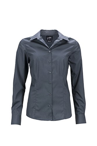 James & Nicholson Damen Ladies' Business Shirt Longsleeve Bluse, Grau (Carbon), 40 (Herstellergröße: XL) von James & Nicholson