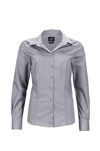 James & Nicholson Damen Ladies' Business Shirt Longsleeve Bluse, Grau (Steel), 40 (Herstellergröße: XL) von James & Nicholson