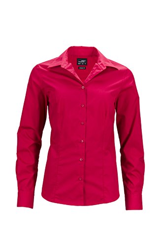 James & Nicholson Damen Ladies' Business Shirt Longsleeve Bluse, Rot (Red), 42 (Herstellergröße: XXL) von James & Nicholson