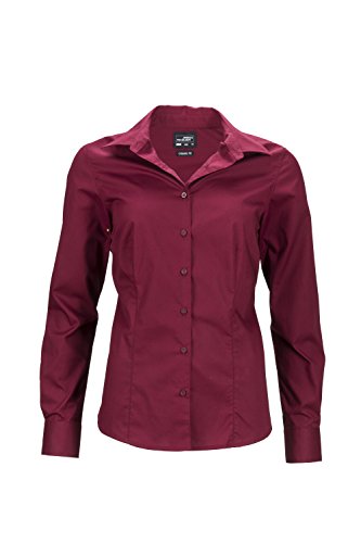 James & Nicholson Damen Ladies' Business Shirt Longsleeve Bluse, Rot (Wine), 34 (Herstellergröße: S) von James & Nicholson