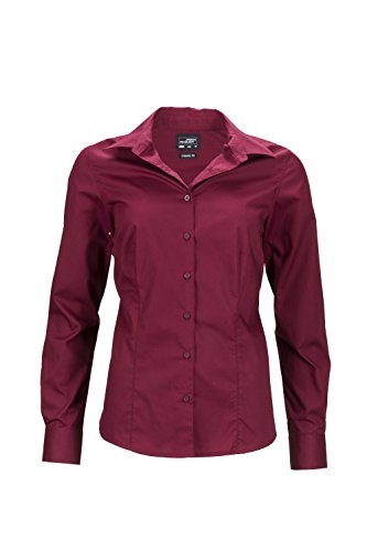 James & Nicholson Damen Ladies' Business Shirt Longsleeve Bluse, Rot (Wine), 42 (Herstellergröße: XXL) von James & Nicholson