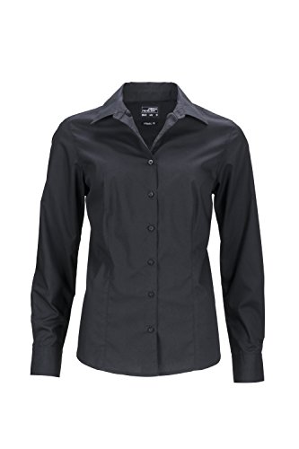 James & Nicholson Damen Ladies' Business Shirt Longsleeve Bluse, Schwarz (Black), 36 (Herstellergröße: M) von James & Nicholson