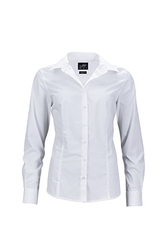 James & Nicholson Damen Ladies' Business Shirt Longsleeve Bluse, Weiß (White), 34 (Herstellergröße: S) von James & Nicholson