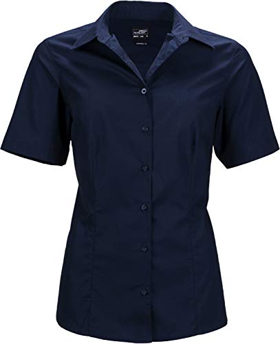 James & Nicholson Damen Ladies' Business Shirt Shortsleeve Bluse, Blau (Navy), 36 (Herstellergröße: M) von James & Nicholson