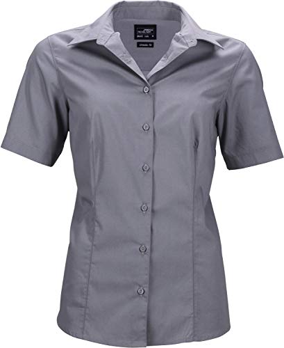 James & Nicholson Damen Ladies' Business Shirt Shortsleeve Bluse, Grau (Steel), 36 (Herstellergröße: M) von James & Nicholson