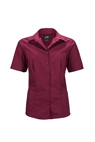 James & Nicholson Damen Ladies' Business Shirt Shortsleeve Bluse, Rot (Wine), 36 (Herstellergröße: M) von James & Nicholson