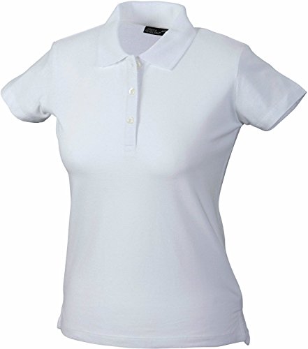 James & Nicholson Damen Ladies´ Elastic Piqué Polo Poloshirt, Weiß (White), 40 (Herstellergröße: XL) von James & Nicholson