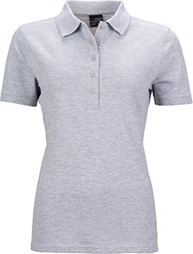 James & Nicholson Damen Ladies' Elastic Polo Piqué Poloshirt, Grau (Grey-Heather), 36 (Herstellergröße: M) von James & Nicholson