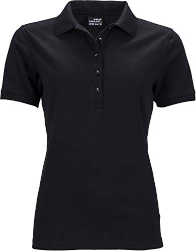James & Nicholson Damen Ladies' Elastic Polo Piqué Poloshirt, Schwarz (Black), 36 (Herstellergröße: M) von James & Nicholson