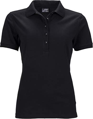 James & Nicholson Damen Ladies' Elastic Polo Piqué Poloshirt, Schwarz (Black), 40 (Herstellergröße: XL) von James & Nicholson