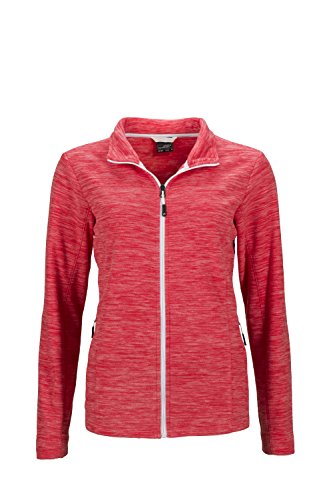 James & Nicholson Damen Ladies' Fleece Jacket Jacke, Rot (Coral-Melange/White), 36 (Herstellergröße: M) von James & Nicholson