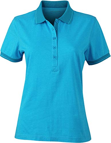 James & Nicholson Damen Ladies´ Heather Polo Poloshirt, Blau (Turquoise-Melange/Turquoise), 40 (Herstellergröße: XL) von James & Nicholson