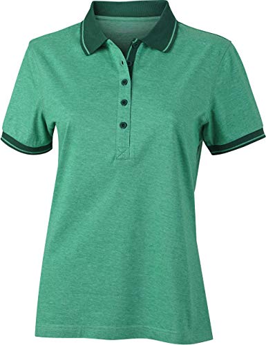 James & Nicholson Damen Ladies´ Heather Polo Poloshirt, Grün (Green-Melange/Dark-Green), 40 (Herstellergröße: XL) von James & Nicholson