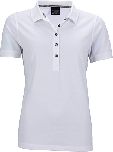 James & Nicholson Damen Ladies' Pima Polo Poloshirt, Weiß (White), 36 (Herstellergröße: M) von James & Nicholson