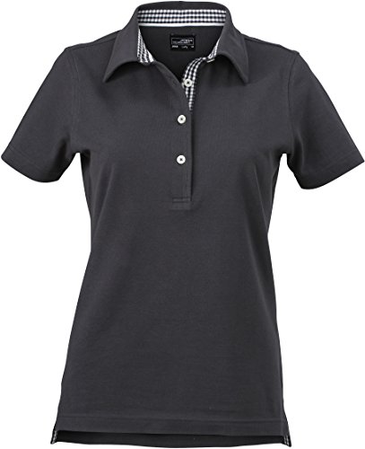 James & Nicholson Damen Ladies´ Plain Polo Poloshirt, Grau (Graphite/Graphite-White), 36 (Herstellergröße: M) von James & Nicholson