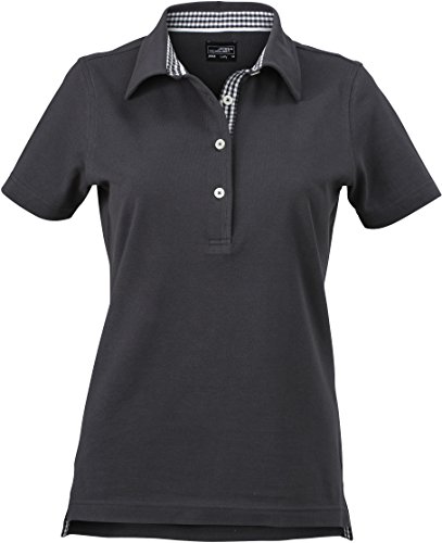 James & Nicholson Damen Ladies´ Plain Polo Poloshirt, Grau (Graphite/Graphite-White), 42 (Herstellergröße: XXL) von James & Nicholson