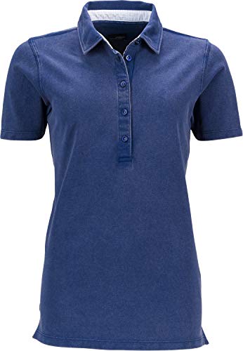 James & Nicholson Damen Ladies' Polo Poloshirt, Blau (Navy/White-Light-Blue), 34 (Herstellergröße: S) von James & Nicholson