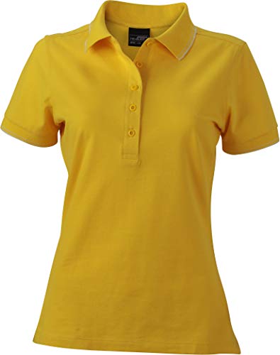 James & Nicholson Damen Ladies´Polo Poloshirt, Gelb (Sun-Yellow/White), 38 (Herstellergröße: L) von James & Nicholson