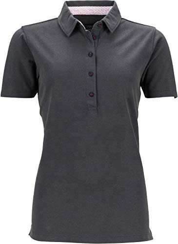 James & Nicholson Damen Ladies' Polo Poloshirt, Grau (Graphite/White-Red), 34 (Herstellergröße: S) von James & Nicholson