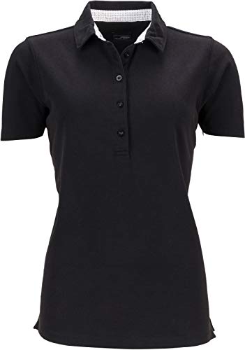 James & Nicholson Damen Ladies' Polo Poloshirt, Schwarz (Black/White-Titan), 40 (Herstellergröße: XL) von James & Nicholson