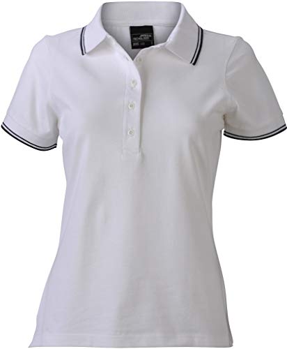 James & Nicholson Damen Ladies´Polo Poloshirt, Weiß (White/Navy), 36 (Herstellergröße: M) von James & Nicholson